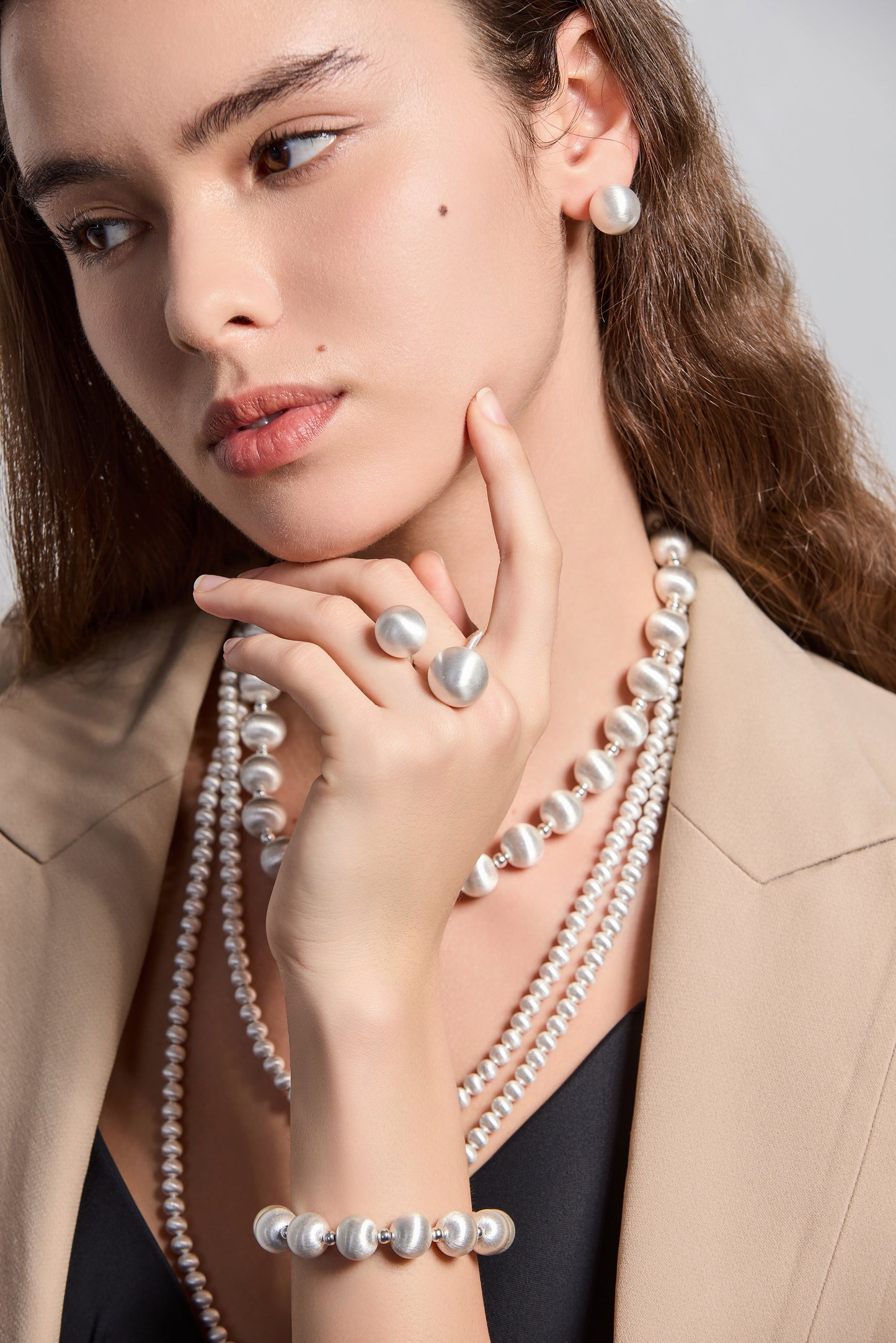 CLASSIC HANDCRAFTED PLATINUM-PLATED FINE TEXTURED EARRINGS