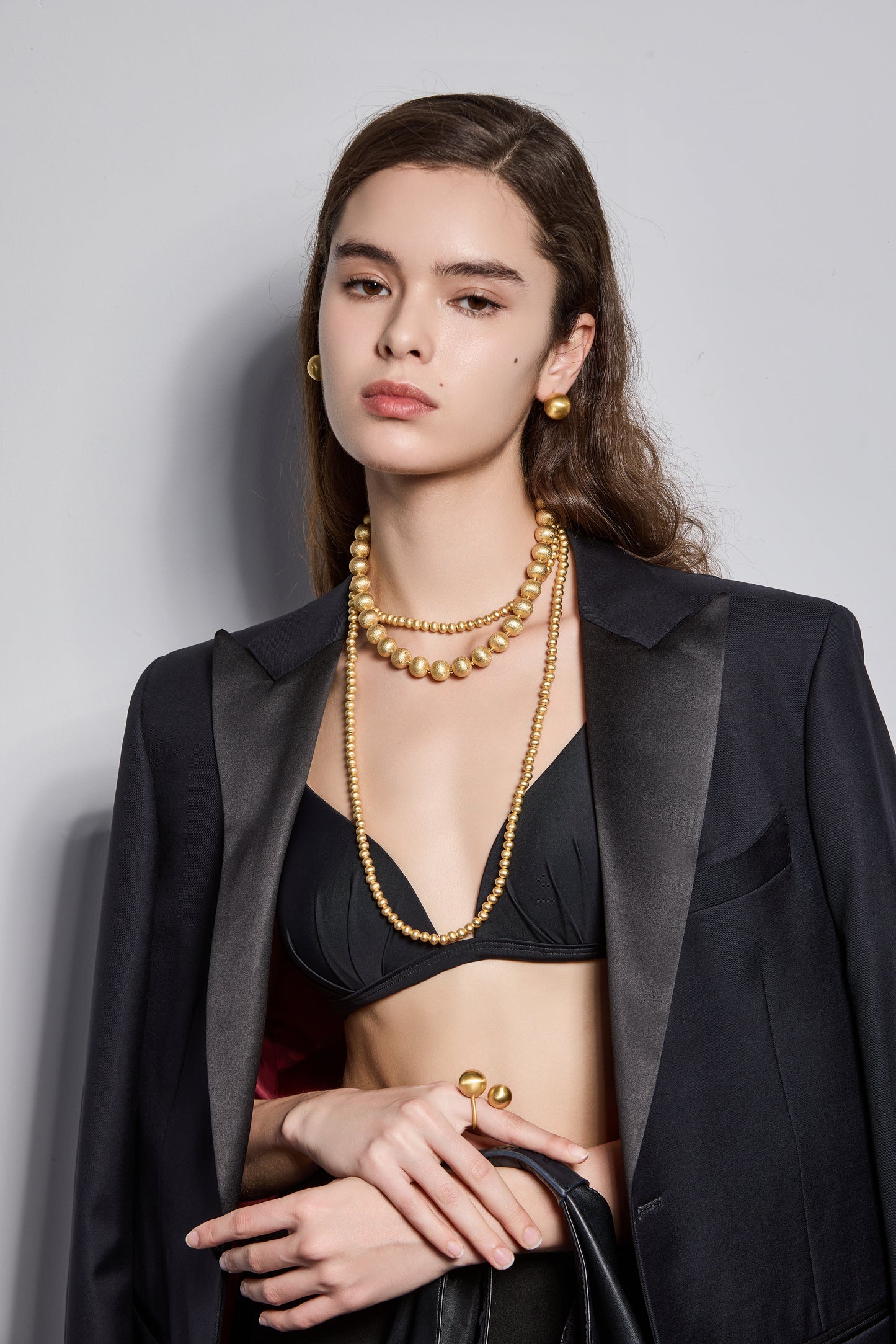 CLASSIC HANDCRAFTED 112CM 18K GOLD-PLATED FINE TEXTURED NECKLACE
