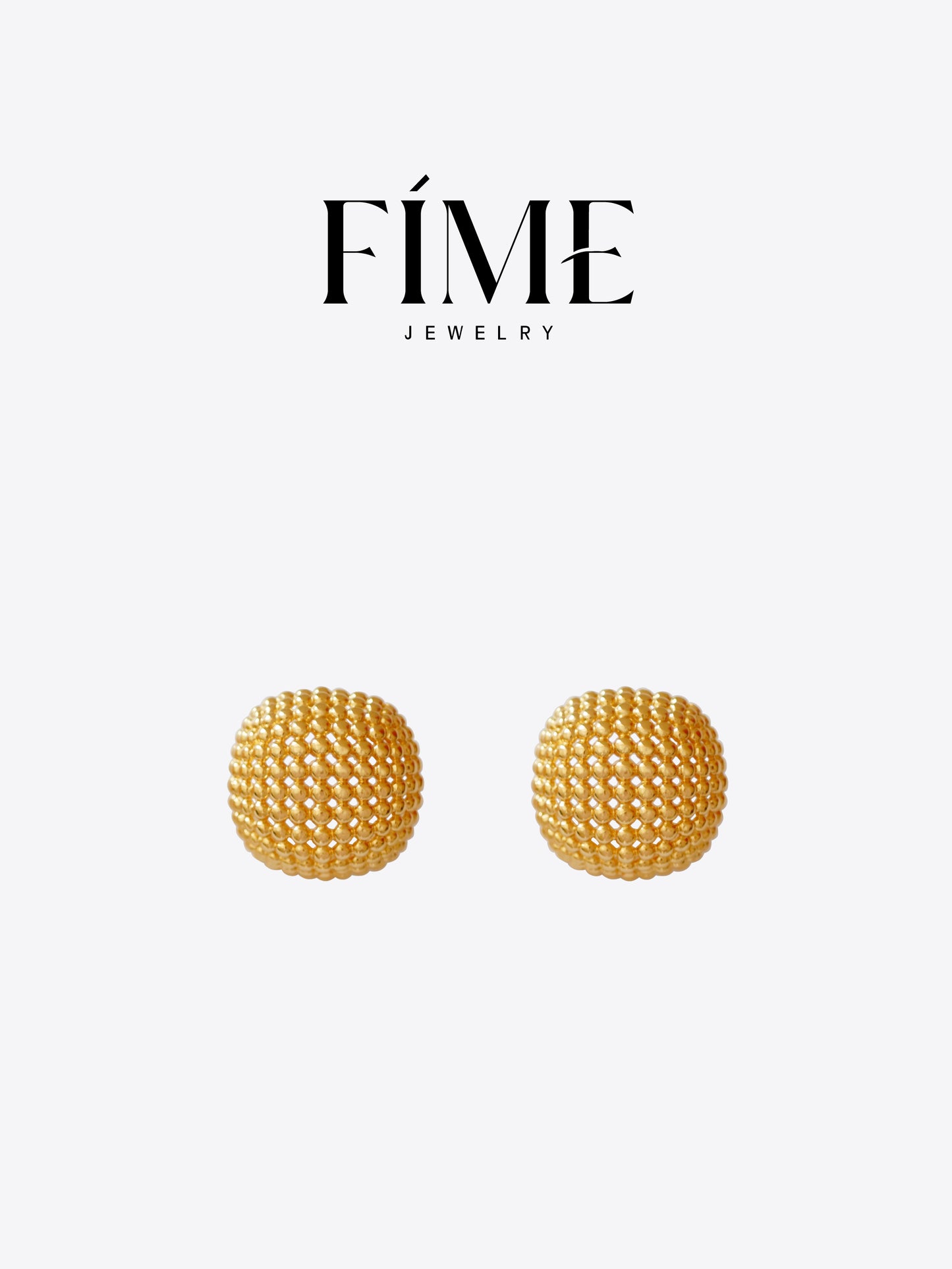 CLASSIC GOLD HONEYCOMB HOLLOW ROUND BEAD EARRINGS