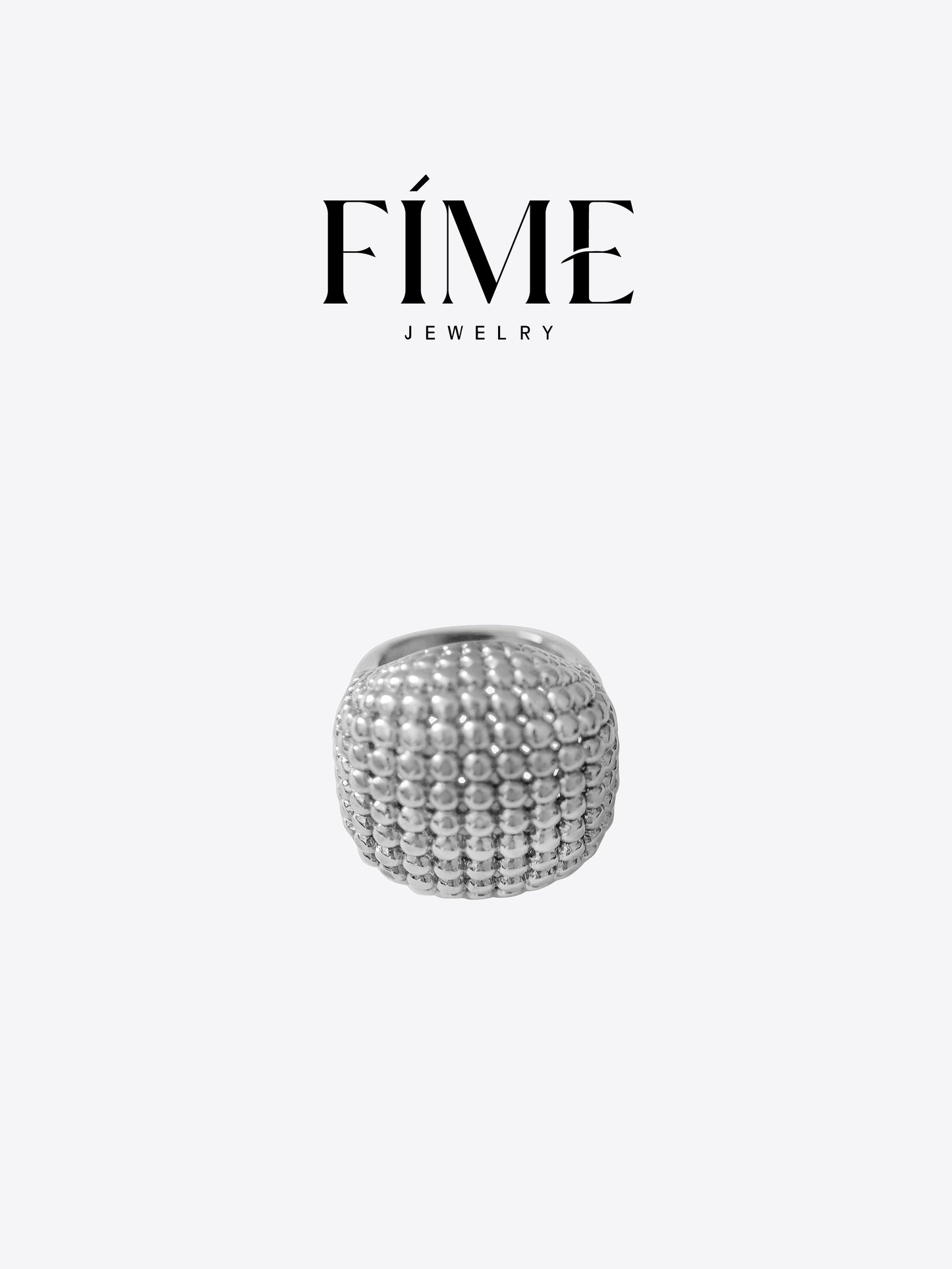 CLASSIC SILVER HONEYCOMB HOLLOW ROUND BEAD RING