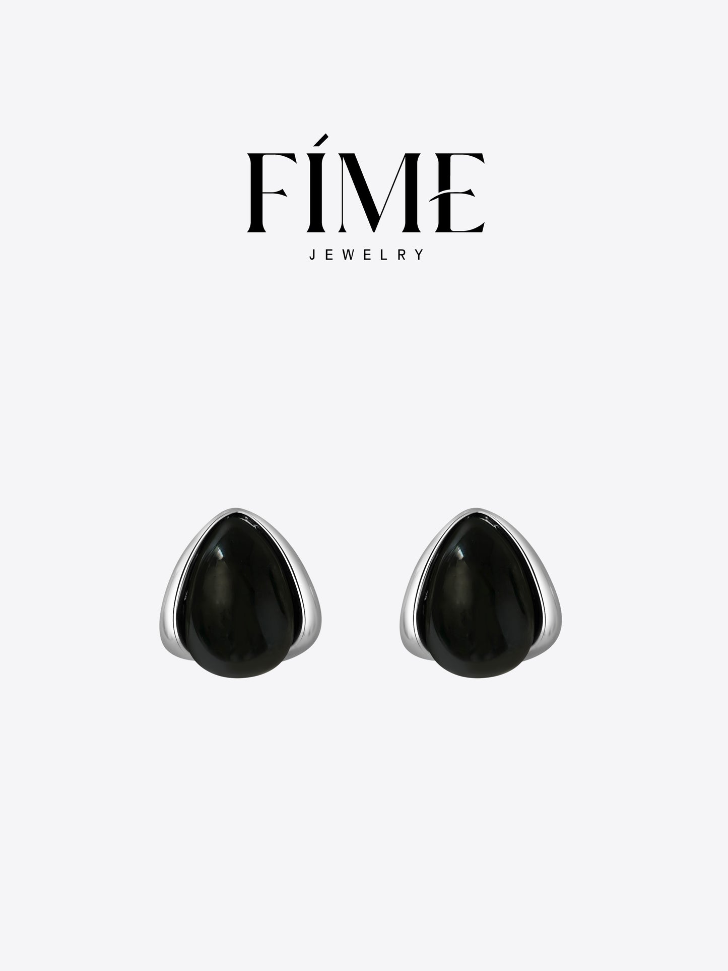 GEM GAZE MIDNIGHT DROP SILVER BLACK AGATE EARRINGS