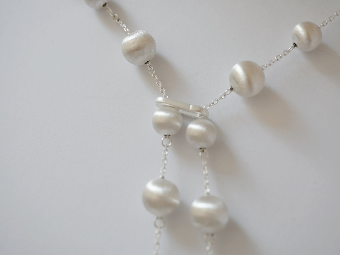 CLASSIC HANDCRAFTED 80CM PLATINUM-PLATED FINE TEXTURED AJUSTABLE NECKLACE