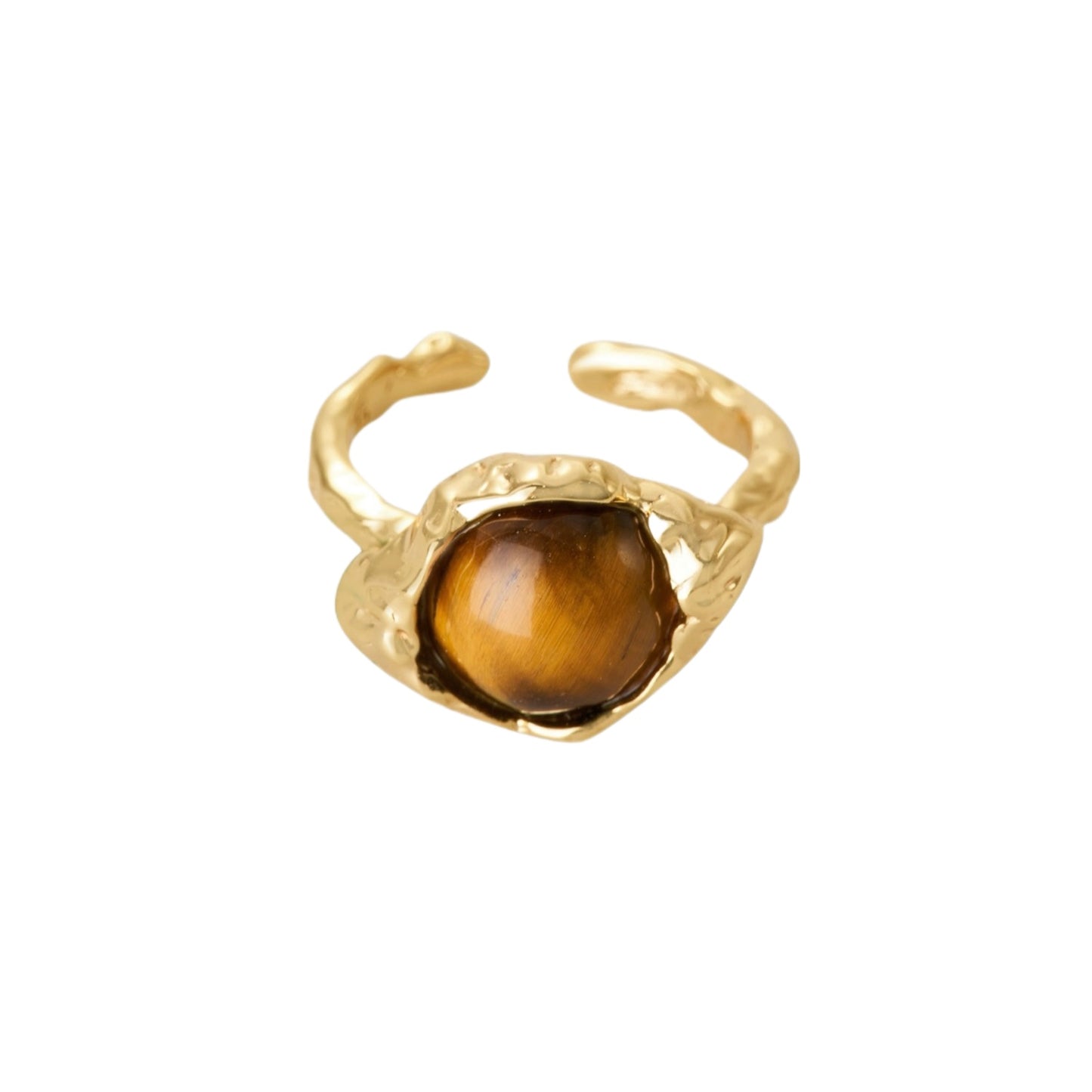 GEM GAZE VINTAGE GOLD TIGER EYE STERLING SILVER RING