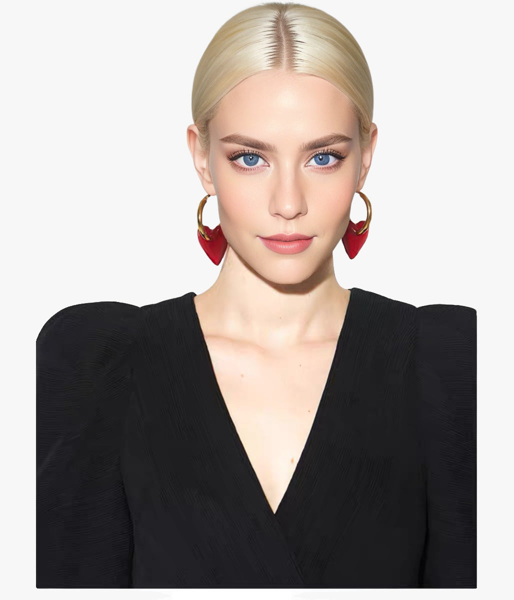 LOVE ACRYLIC HEART EARRINGS WITH 18K GOLD ACCENT