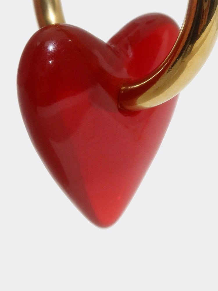 LOVE ACRYLIC HEART EARRINGS WITH 18K GOLD ACCENT