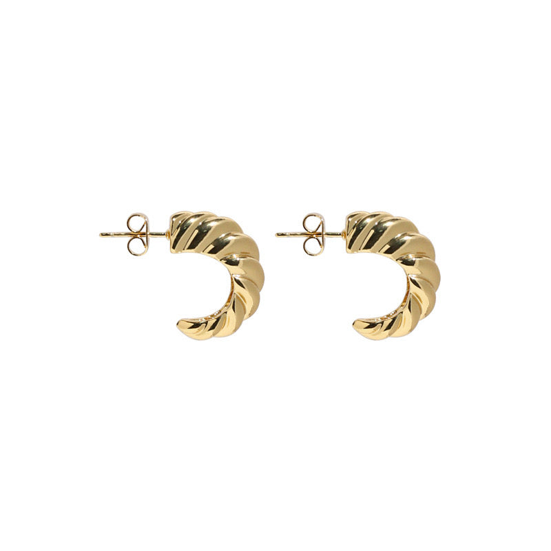 CROISSANT HALF-HOOP EARRINGS IN BRASS WITH GOLD FINISH GOLD