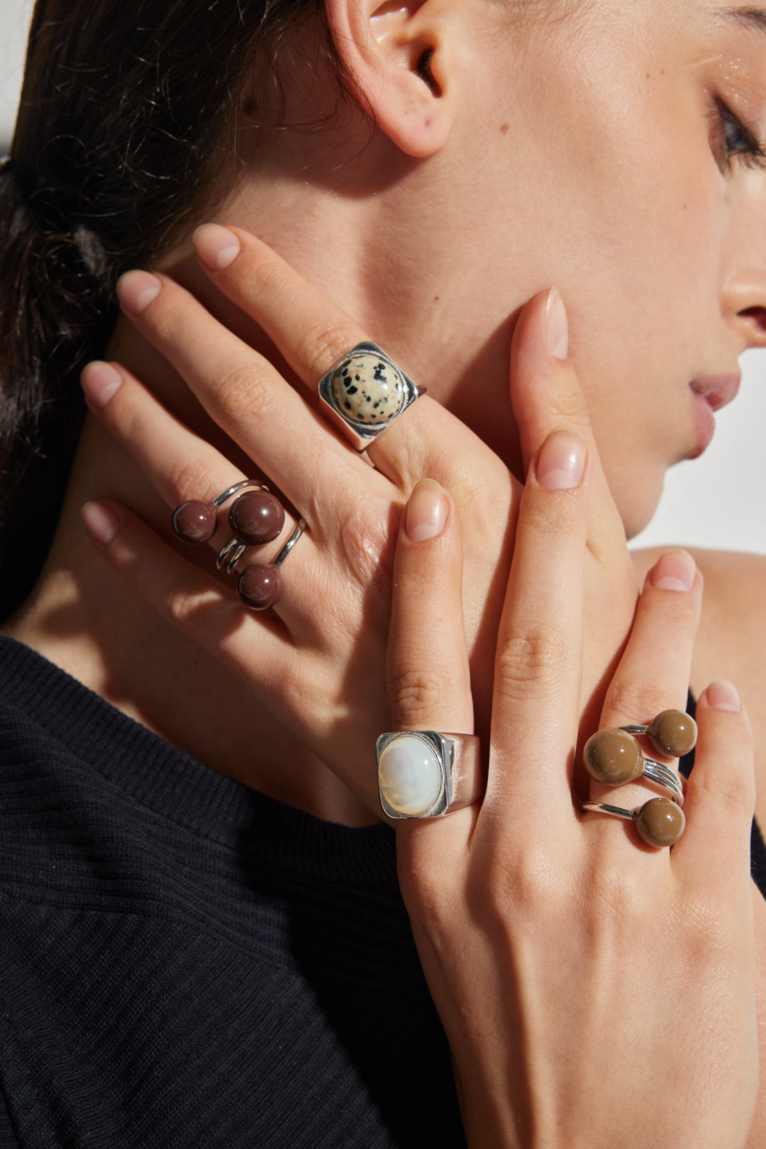 CLASSIC MERLOT THREE-BEAD ENAMEL RING