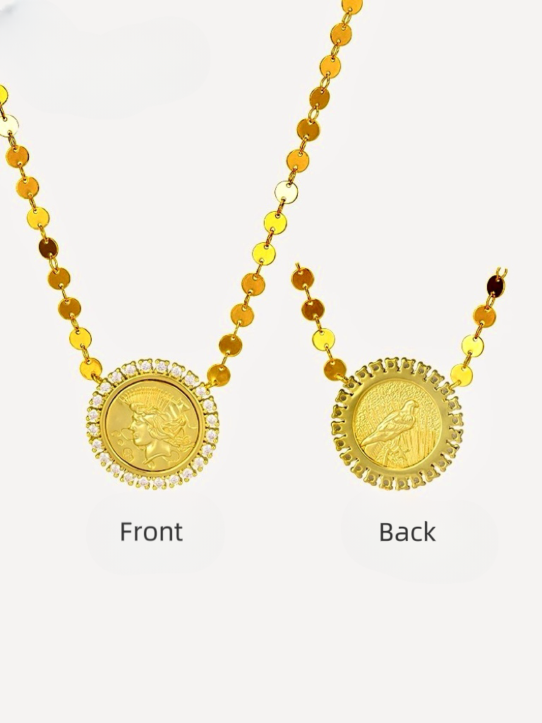 MYSTERIE 18K GOLD LIBERTY GODDESS COIN NECKLACE