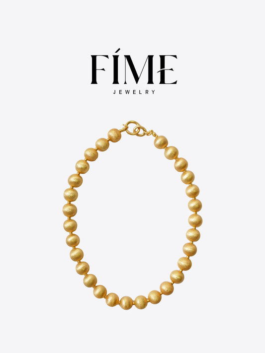 CLASSIC HANDCRAFTED 43CM  18K GOLD-PLATED  FINE TEXTURED NECKLACE