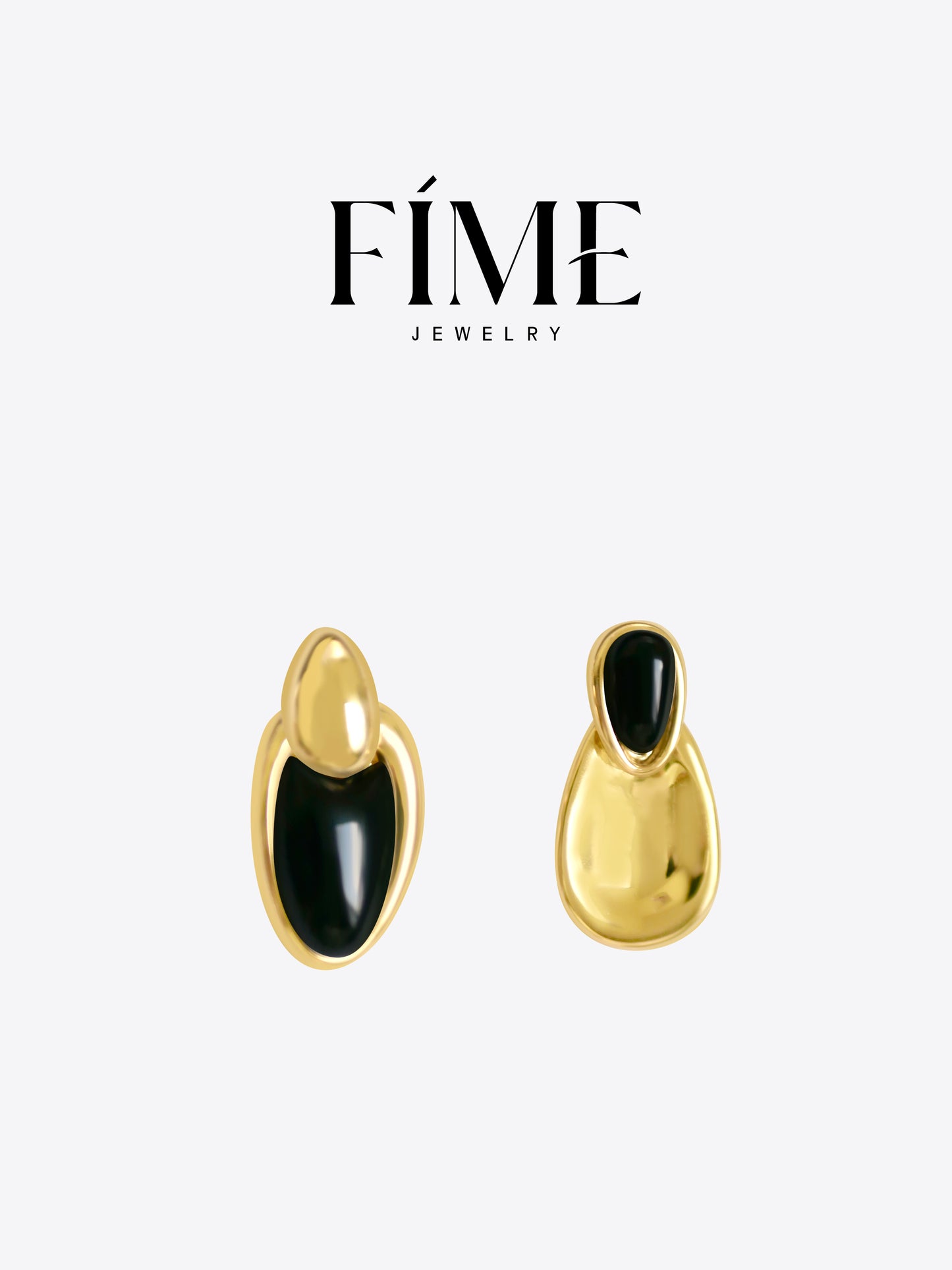 GEM GAZE IRREGULAR BLACK AGATE GOLD EARRINGS