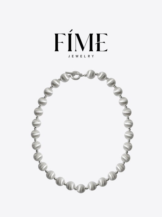 CLASSIC HANDCRAFTED 43CM  PLATINUM-PLATED  FINE TEXTURED NECKLACE