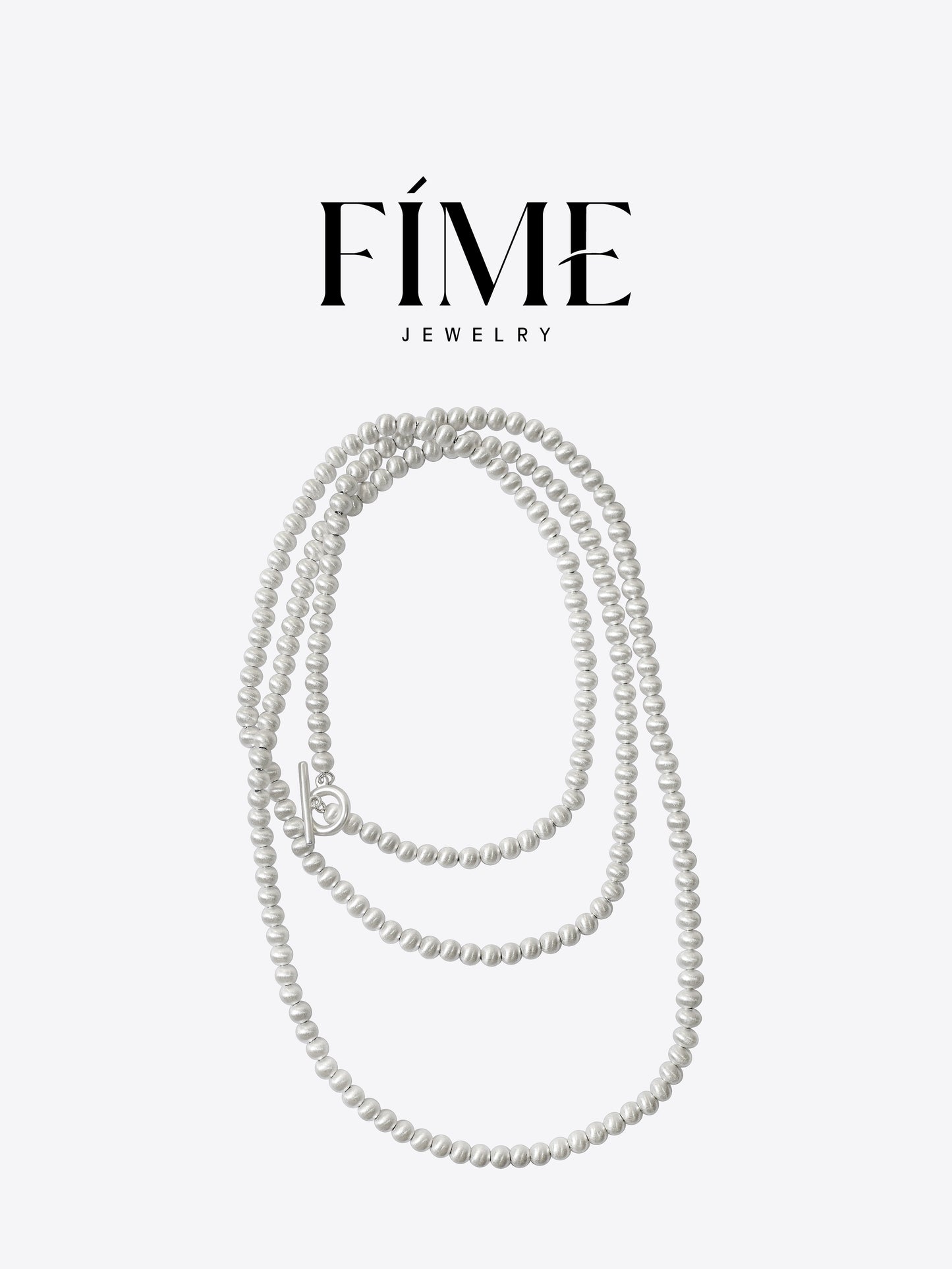 CLASSIC HANDCRAFTED 112CM PLATINUM-PLATED FINE TEXTURED NECKLACE