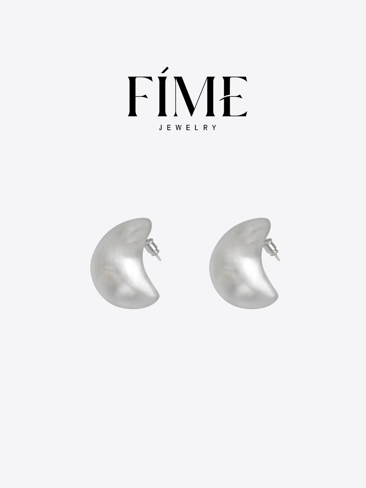CLASSIC HANDCRAFTED PLATINUM-PLATED FINE TEXTURED CRESCENT EARRINGS