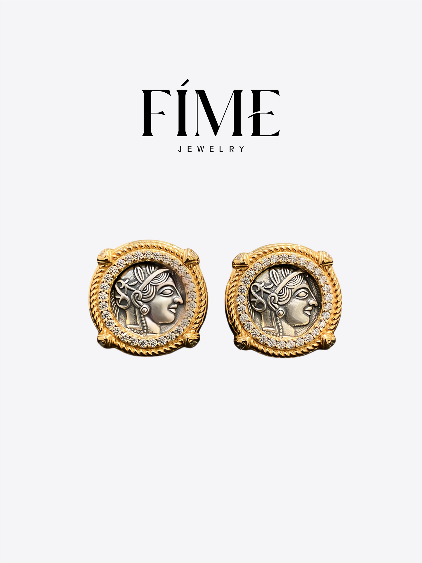 MYSTERIE 18K GOLD ATHENA VINTAGE RELIEF EARRINGS