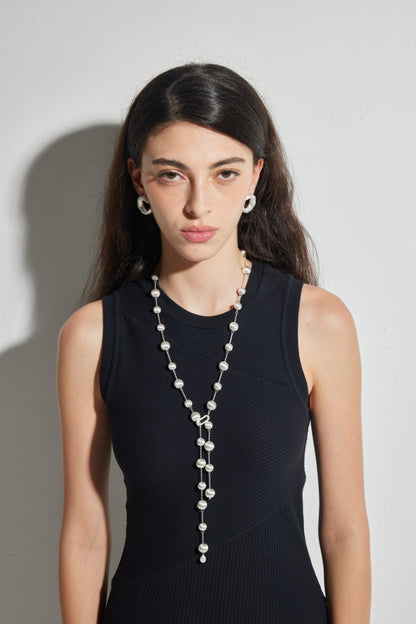 CLASSIC HANDCRAFTED 80CM  PLATINUM-PLATED  FINE TEXTURED AJUSTABLE NECKLACE