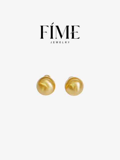 CLASSIC HANDCRAFTED   18K GOLD-PLATED  FINE TEXTURED EARRINGS 16MM